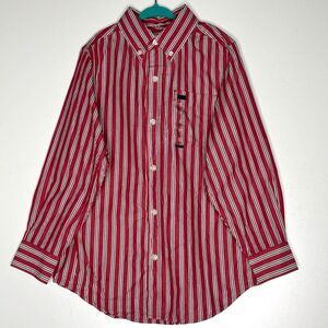 New The Children's Place Striped Button Down Long Sleeve Shirt Boys Size 7/8